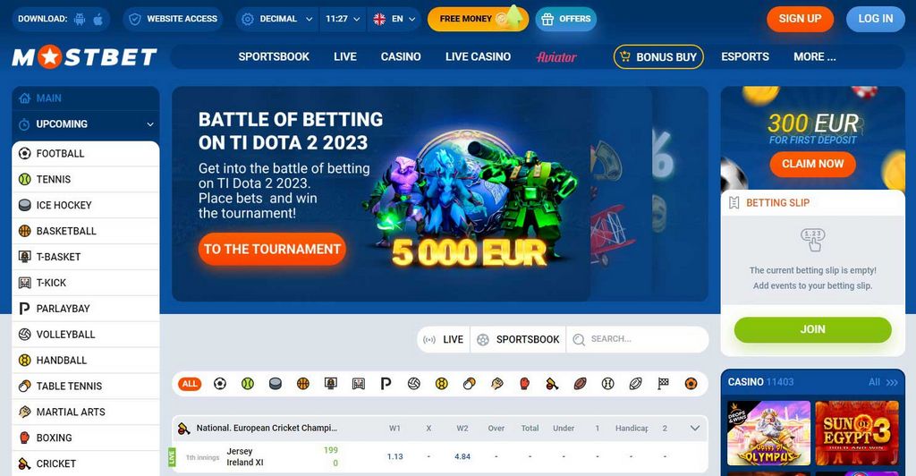 Спорт-банкинг Mostbet на официальном сайте